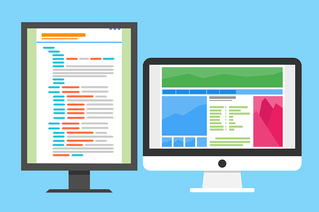 Pantalla doble que ejemplifica el desarrollo web